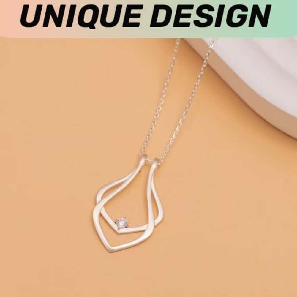Silver Heart Shape Modern Ring Holder Necklace Fo… - image 7